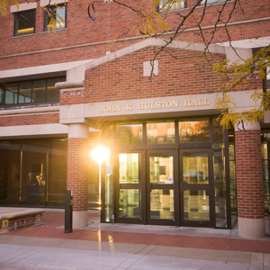 a photo of the front door of hulston hall