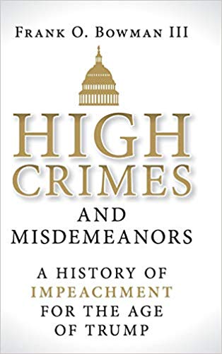 a book cover that says high crimes and misdemeanors