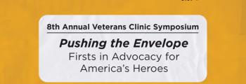 the save the date for the veterans clinic symposium, the ittle is "pushing the envelope, from 9 to 3 pm on october 29, 2021