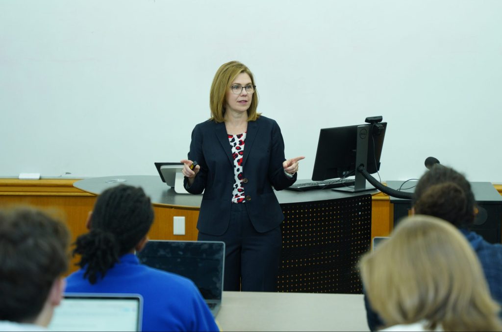 a photo of professor sandra sperino teaching a class