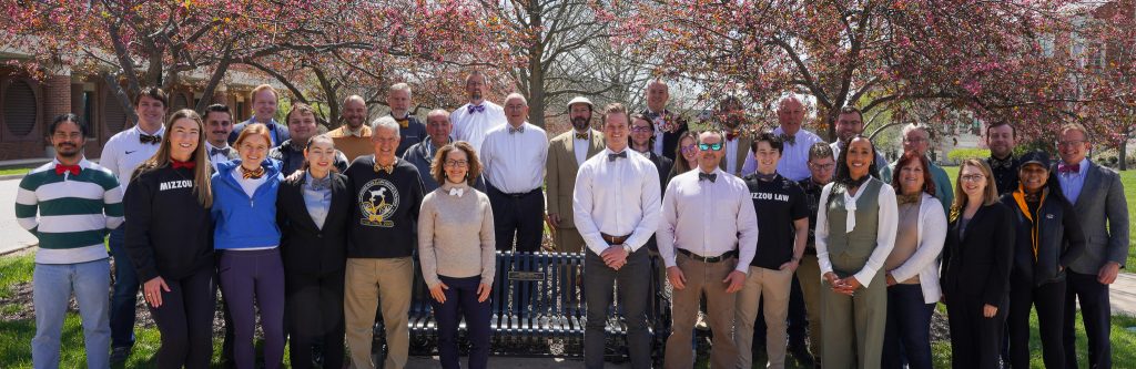 a photo of mizzou law students and faculty and staff wearing bowties