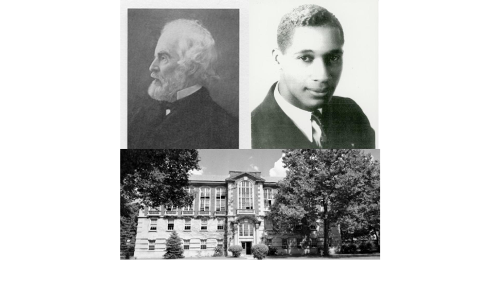 a composite of three black and white images, one of philemon bliss, one of lloyd gaines and one of tate hall